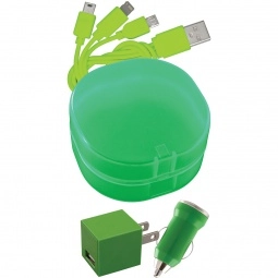Green Cell Phone Custom Chargers Accessory Kit w/ Case