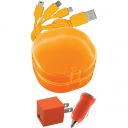 Orange Cell Phone Custom Chargers Accessory Kit w/ Case