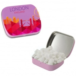 Pink Full Color Small Custom Tin - Sugar-Free Peppermints