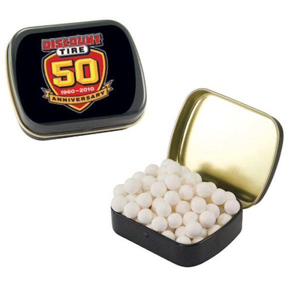 Black Full Color Small Custom Tin - Sugar-Free Peppermints