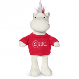 Red Plush Unicorn Stuffed Animal w/ Custom Shirt - 8.5"