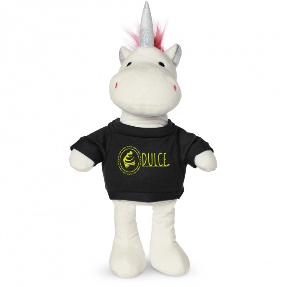 Black Plush Unicorn Stuffed Animal w/ Custom Shirt - 8.5"