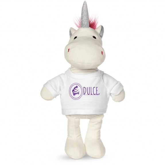 White Plush Unicorn Stuffed Animal w/ Custom Shirt - 8.5"
