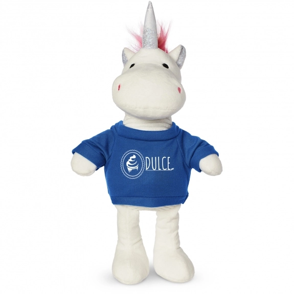 Blue Plush Unicorn Stuffed Animal w/ Custom Shirt - 8.5"