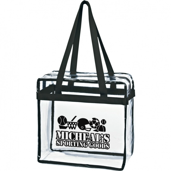 Black Clear Zippered Promotional Tote Bag