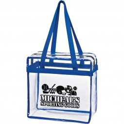 Royal Blue Clear Zippered Promotional Tote Bag