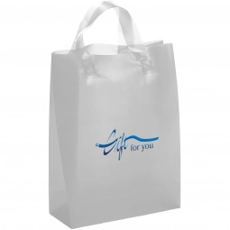 Silver Frosted Soft Loop Promotional Shopping Bag