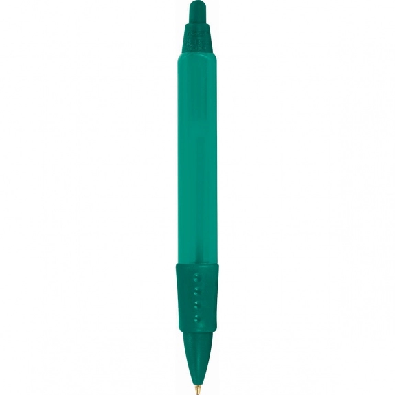 Green BIC WideBody Tri Stic Clear Custom Pens w/ Rubber Grip