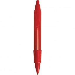 Red BIC WideBody Tri Stic Clear Custom Pens w/ Rubber Grip