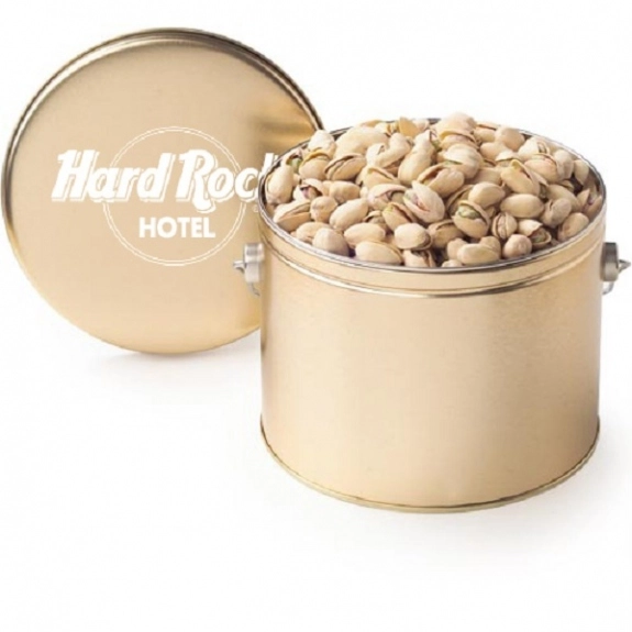 Gold Pistachio Nuts in 1/2 Gallon Custom Tins