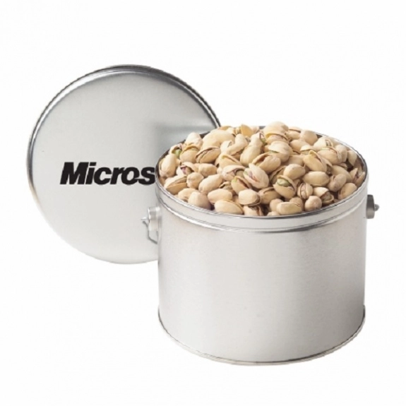 Silver Pistachio Nuts in 1/2 Gallon Custom Tins