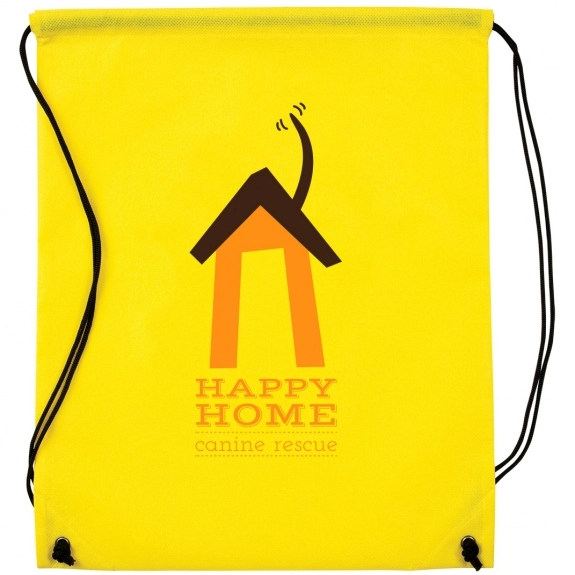 Yellow Non-Woven Custom Drawstring Backpack - 14.5"w x 17.5"h