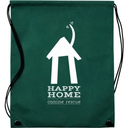 Hunter Green Non-Woven Custom Drawstring Backpack - 14.5"w x 17.5"h