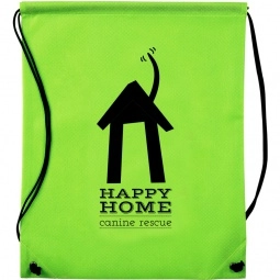 Lime Green Non-Woven Custom Drawstring Backpack - 14.5"w x 17.5"h