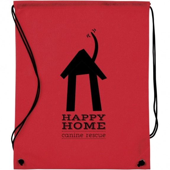 Red Non-Woven Custom Drawstring Backpack - 14.5"w x 17.5"h