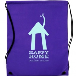 Purple Non-Woven Custom Drawstring Backpack - 14.5"w x 17.5"h