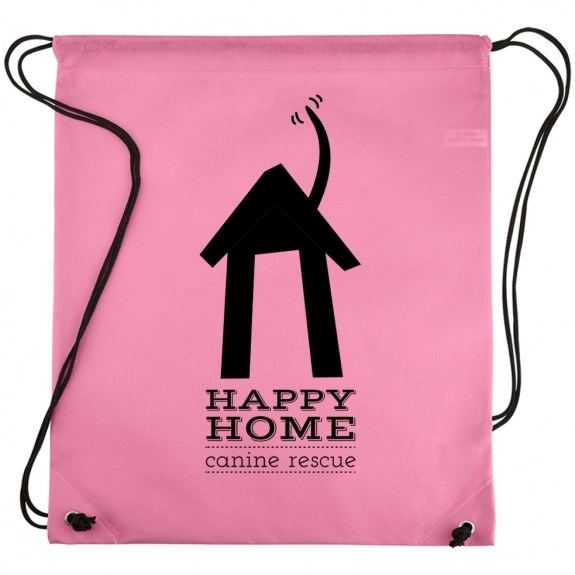 Pink Non-Woven Custom Drawstring Backpack - 14.5"w x 17.5"h
