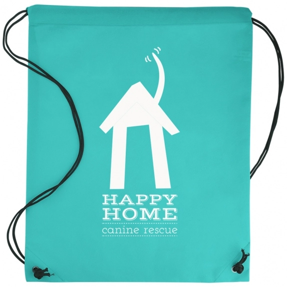 Teal Non-Woven Custom Drawstring Backpack - 14.5"w x 17.5"h