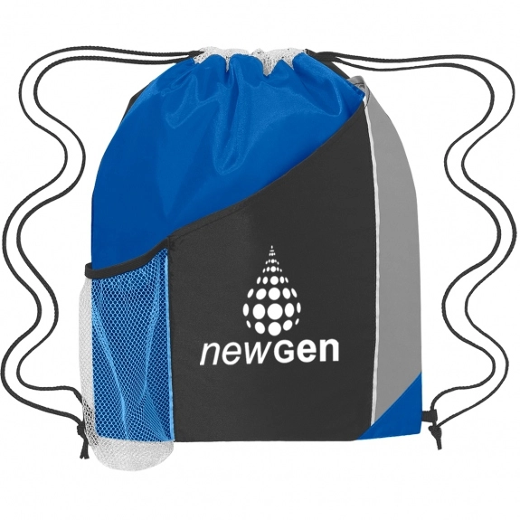 Royal Blue Tri-Color Promotional Drawstring Bag
