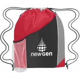 Red Tri-Color Promotional Drawstring Bag