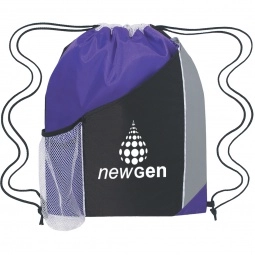 Purple Tri-Color Promotional Drawstring Bag