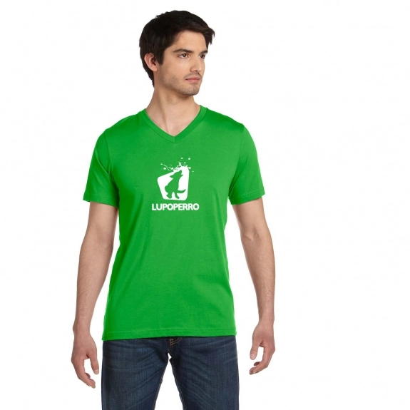 Neon Green Bella + Canvas Jersey V-Neck Custom T-Shirts - Neons