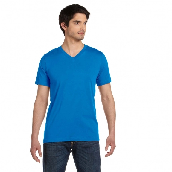 Neon Blue Bella + Canvas Jersey V-Neck Custom T-Shirts - Neons