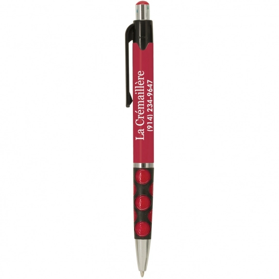 Red Maddie Logo Pens w/ Polka Dot Grip - Colored Barrel