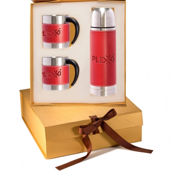 Red Tuscan Stainless Steel Custom Coffee Mugs & Thermos Gift Set
