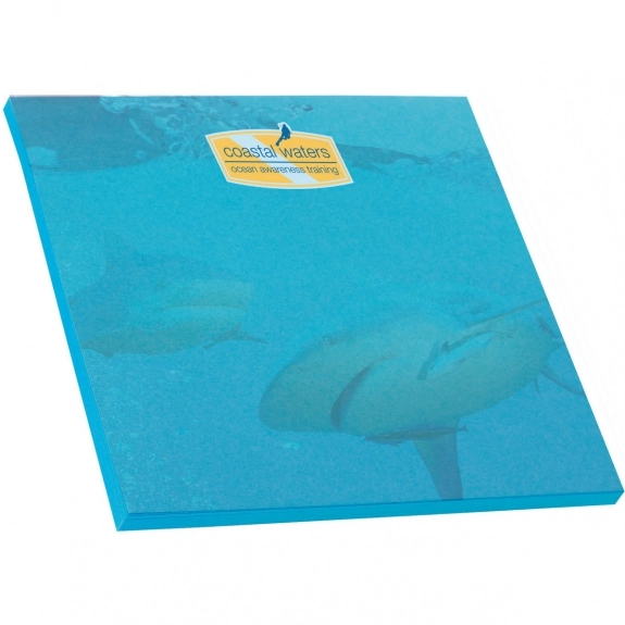 Blue Full Color BIC Custom Sticky Notes on Colored Paper - 25 Sheets
