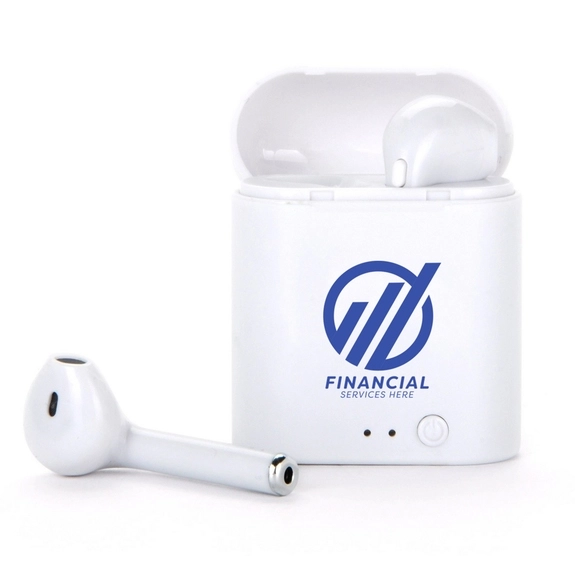 White True Wireless Custom Earbuds w/ Rechargeable Case