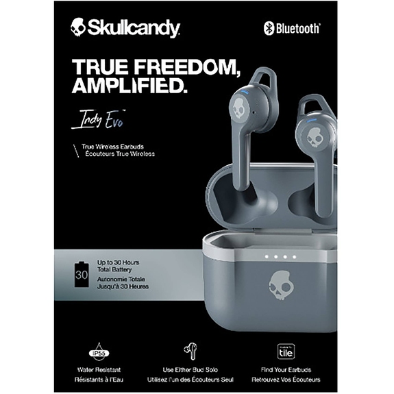Gray Skullcandy Indy Evo True Wireless Bluetooth Custom Earbuds