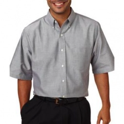 Charcoal UltraClub Classic Wrinkle-Free Short-Sleeve Oxford Custom Shirt - 