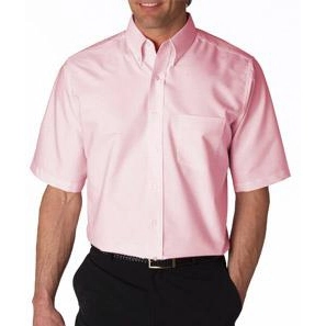 Pink UltraClub Classic Wrinkle-Free Short-Sleeve Oxford Custom Shirt - Colo