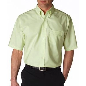Lime UltraClub Classic Wrinkle-Free Short-Sleeve Oxford Custom Shirt - Colo