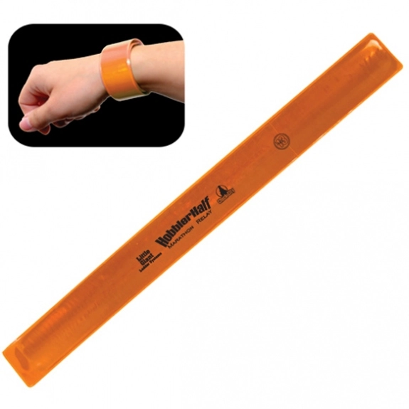 Orange Reflective Snap-On Logo Bracelets / Custom Wristband