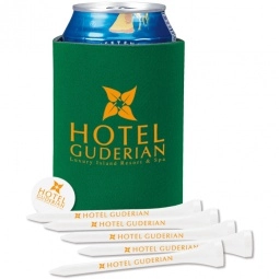 Green Koozie Collapsible Promotional Golf Tee Kit