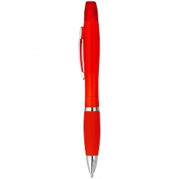 Translucent Red 2 in 1 Custom Imprinted Pen & Highlighter Combo
