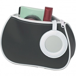 In Use - Two-Tone Promotional Cosmetics Bag w/ Mirror