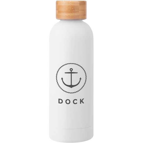 White - Soft Touch Insulated Logo Water Bottle w/ Bamboo Lid - 17 oz.
