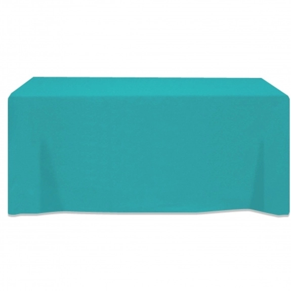 Teal 3-Sided Fitted Custom Table Cover - 6 ft.