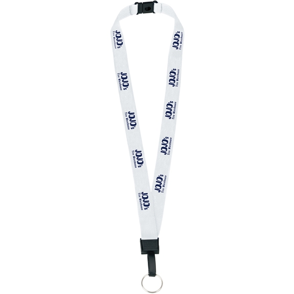 White Breakaway Promotional Lanyard w/ Key Ring