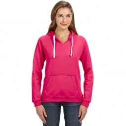 Wildberry J-America Brushed V-Neck Hooded Fleece Custom Sweatshirt - Women'