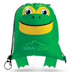 Green Paws & Claws Promotional Drawstring Backpack - Frog