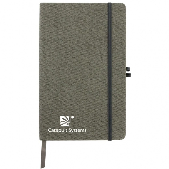 Grey - Double Elastic Band Lined Custom Notebook - 5"w x 8.5"h