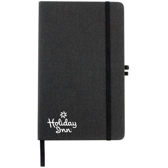 Black - Double Elastic Band Lined Custom Notebook - 5"w x 8.5"h
