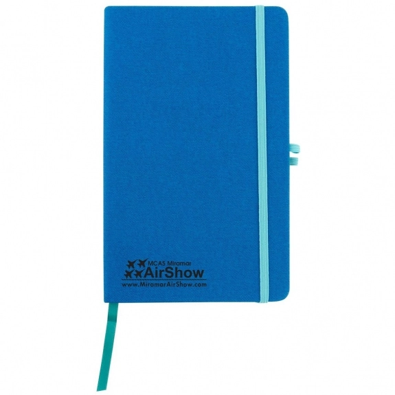 Light Blue - Double Elastic Band Lined Custom Notebook - 5"w x 8.5"h