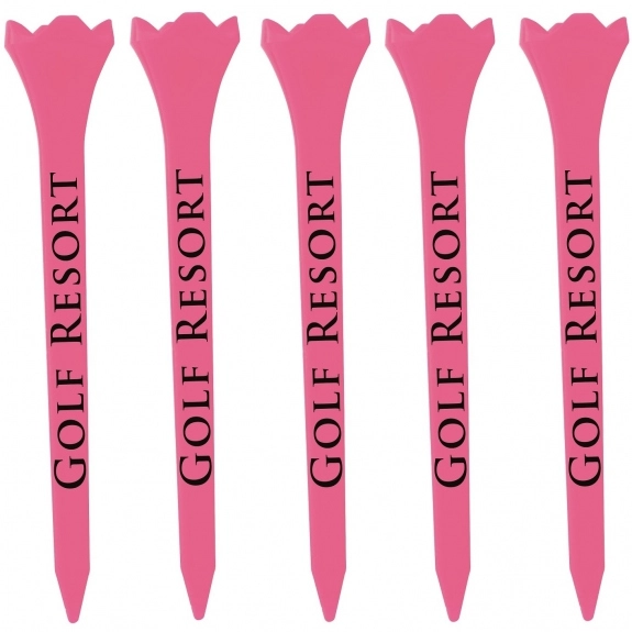Bright Pink Evolution Long Promotional Golf Tees - 5 Pack