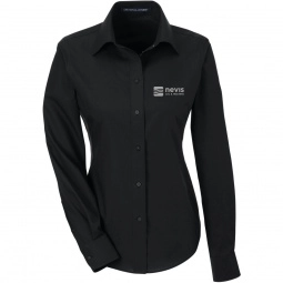 Black Devon & Jones Solid Broadcloth Custom Dress Shirts - Women's