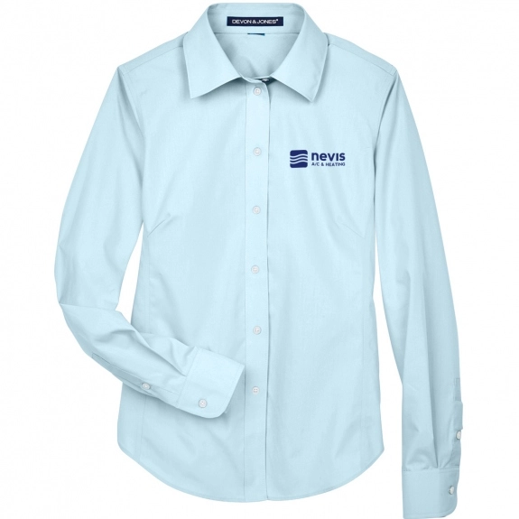 Crystal Blue Devon & Jones Solid Broadcloth Custom Dress Shirts - Women's